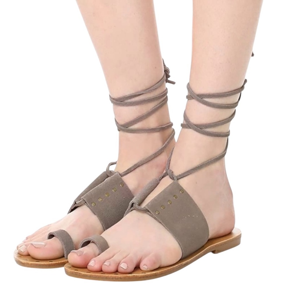 Brown Gladiator Sandals Suede Studded Size 7